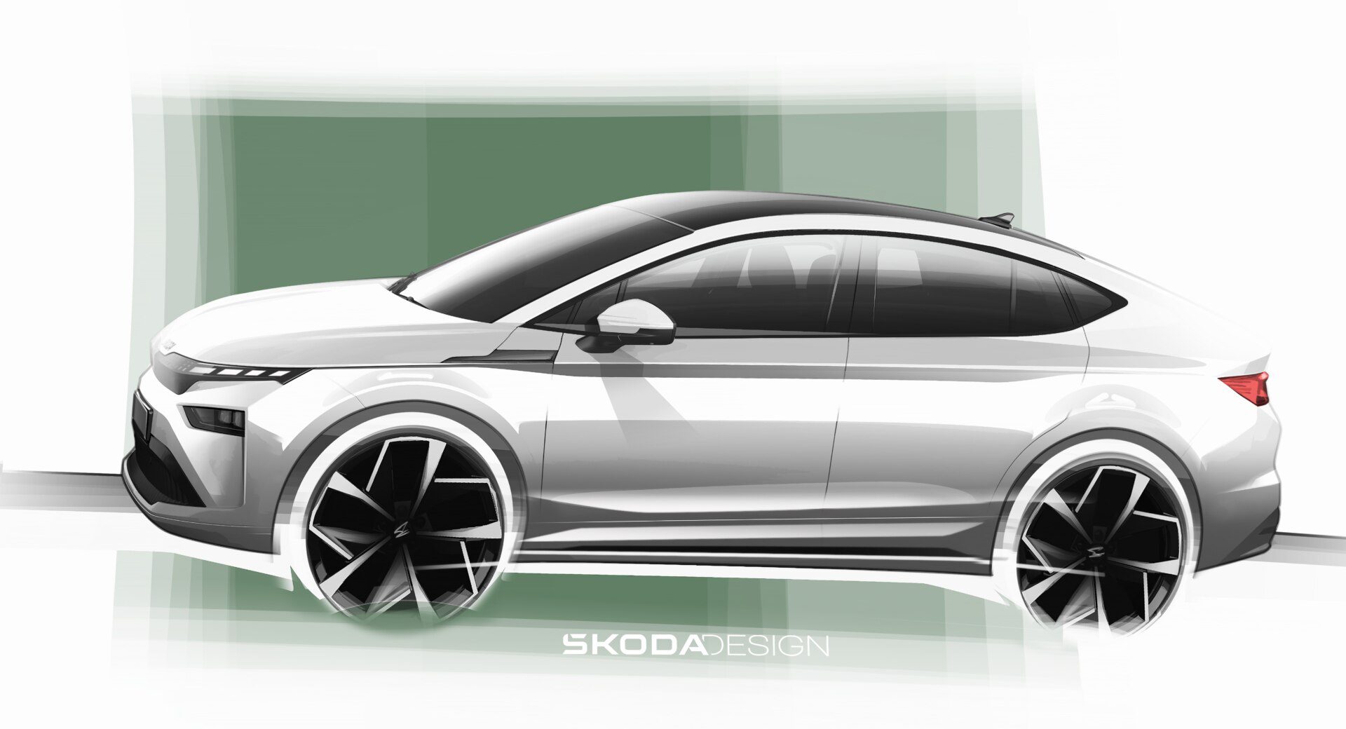 Первые эскизы дизайна нового рестайлингового Skoda Enyaq. Внедорожник получил влияние дизайна Modern Solid.